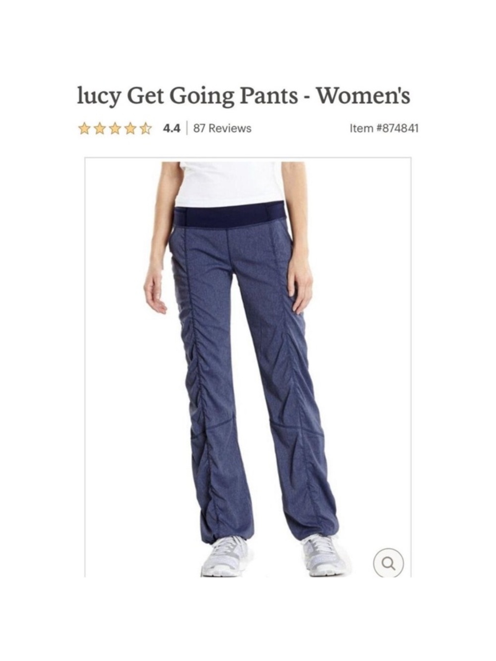 Lucy Women’s Get Going Pants | Charcoal Gray | Size Large | Discontinued - Picture 4 of 7